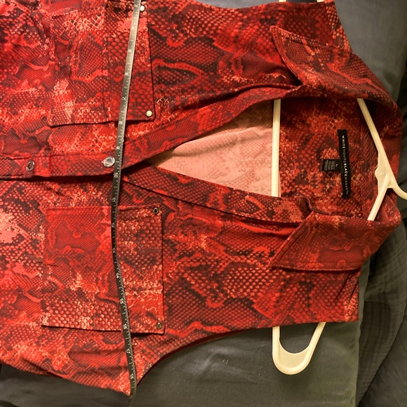 Whbm red snake print button down shirt dress - Picture 2 of 4